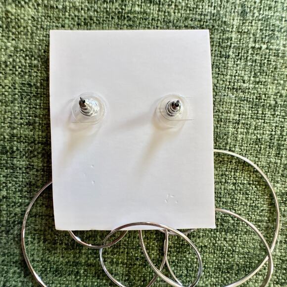 Marlyn Schiff Multi Hoop Silver Drop Earrings NEW - Picture 6 of 6